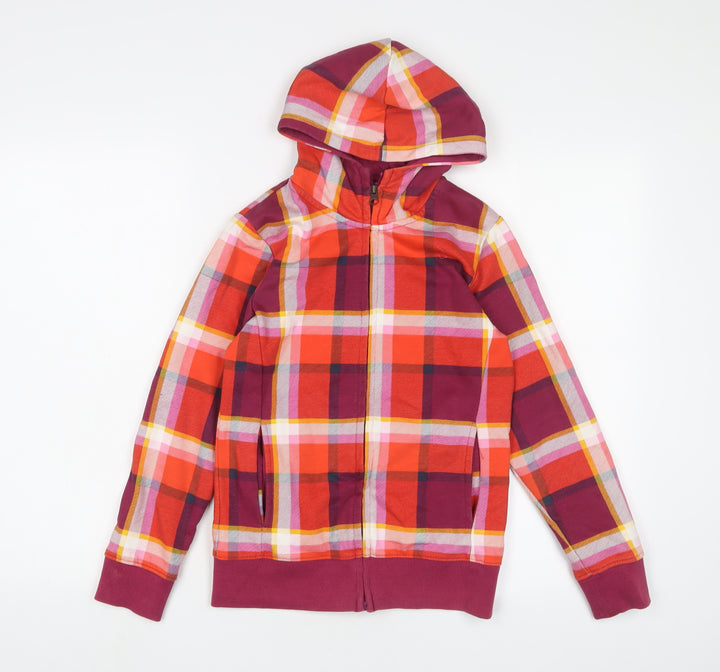Yigga Girls Multicoloured Plaid Cotton Full Zip Hoodie Size 11-12 Years Pullover