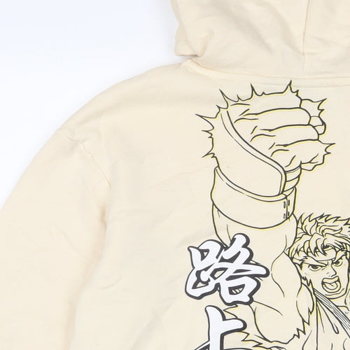 Street Fighter Mens Beige Cotton Pullover Hoodie Size S