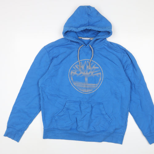 Timberland Mens Blue Cotton Pullover Hoodie Size L - Logo