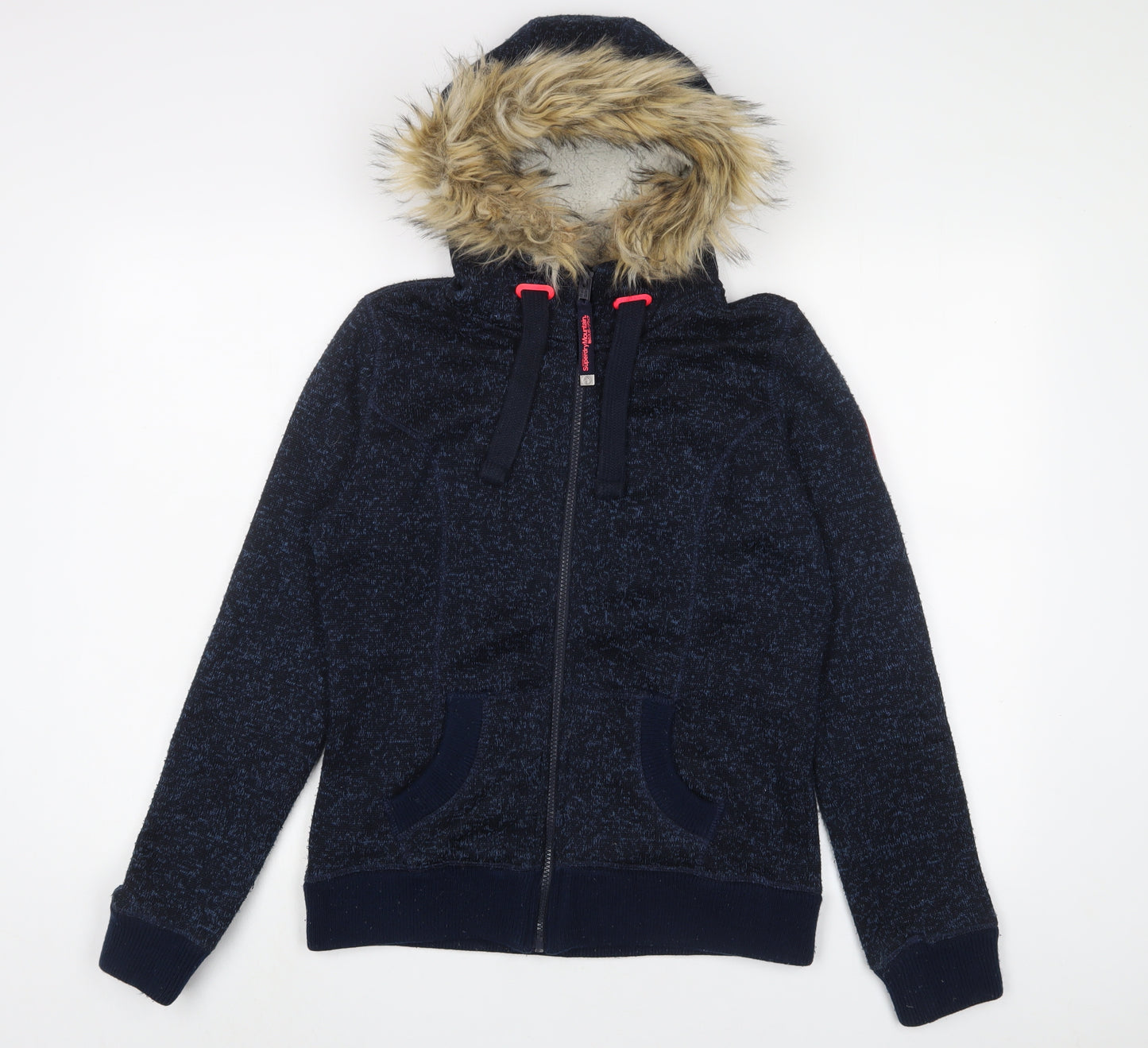 Superdry Womens Blue Polyester Full Zip Hoodie Size S Zip