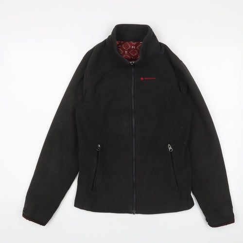 DECATHLON Womens Black Jacket Size M Zip - Logo, Embroidered