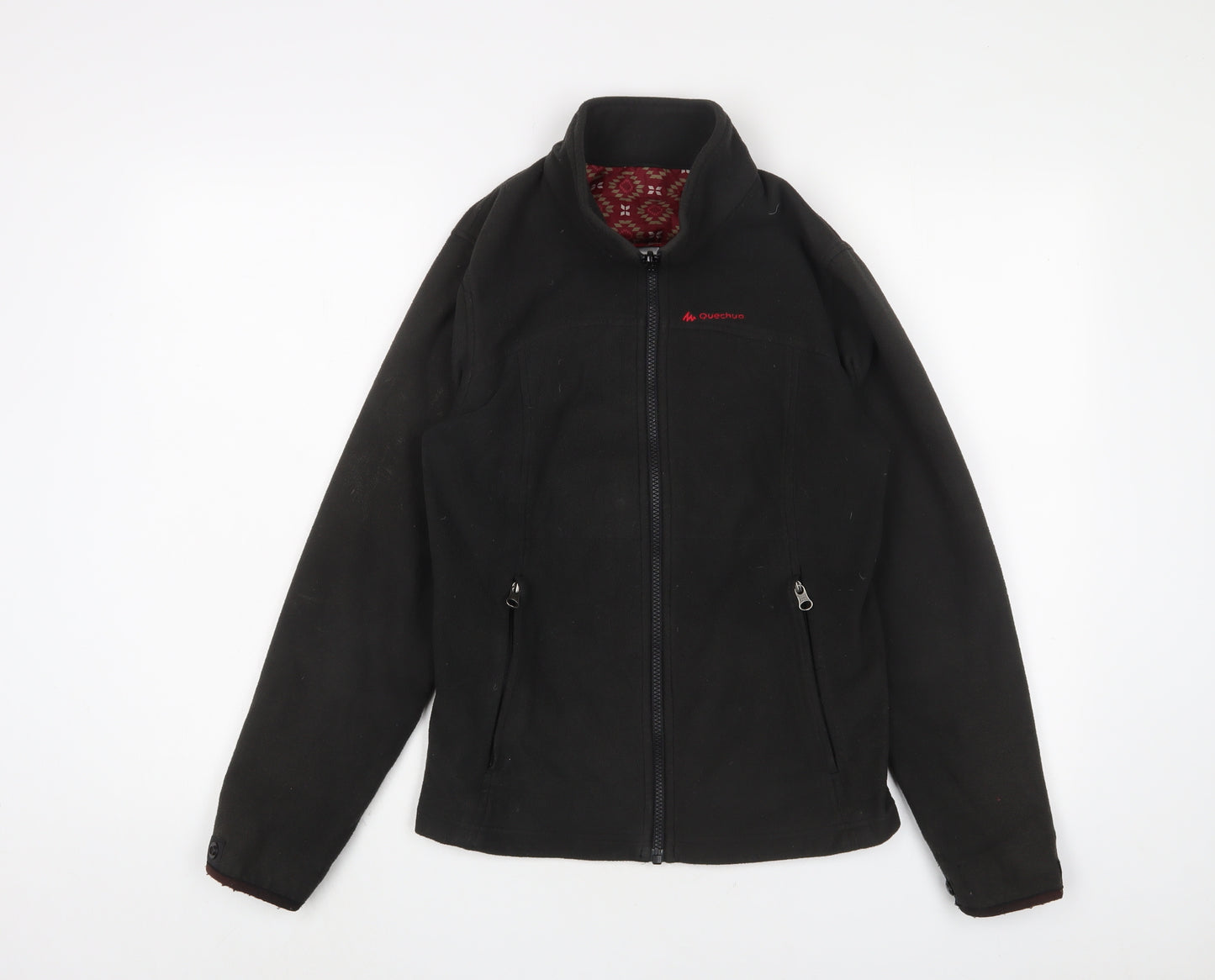 DECATHLON Womens Black Jacket Size M Zip - Logo, Embroidered