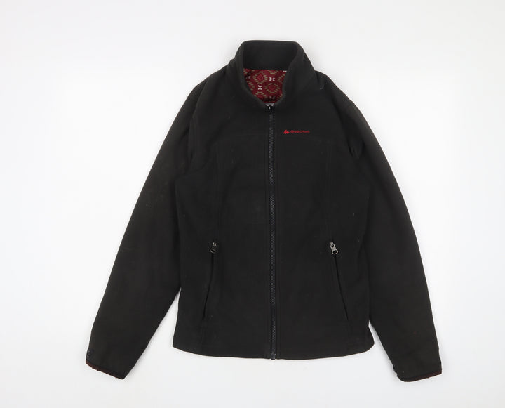DECATHLON Womens Black Jacket Size M Zip - Logo, Embroidered
