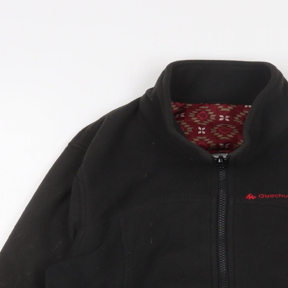 DECATHLON Womens Black Jacket Size M Zip - Logo, Embroidered