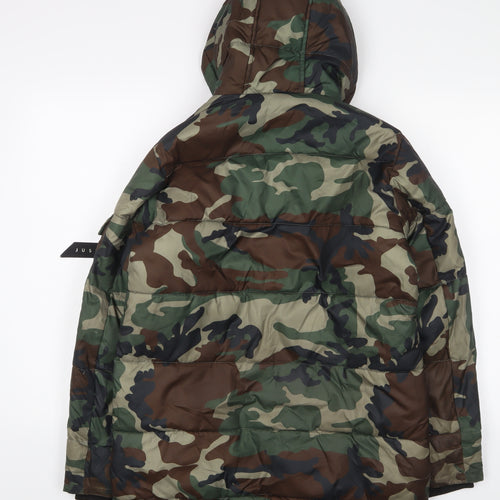 Hype Boys Green Camouflage Quilted Coat Size 13 Years Zip