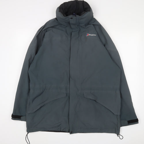 Berghaus Mens Grey Jacket Coat Size L Zip - Logo, Embroidered