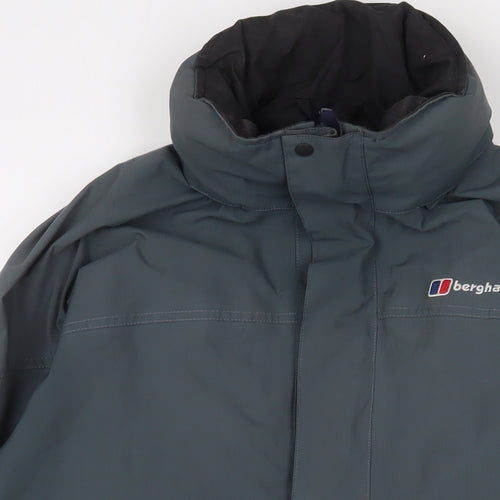 Berghaus Mens Grey Jacket Coat Size L Zip - Logo, Embroidered