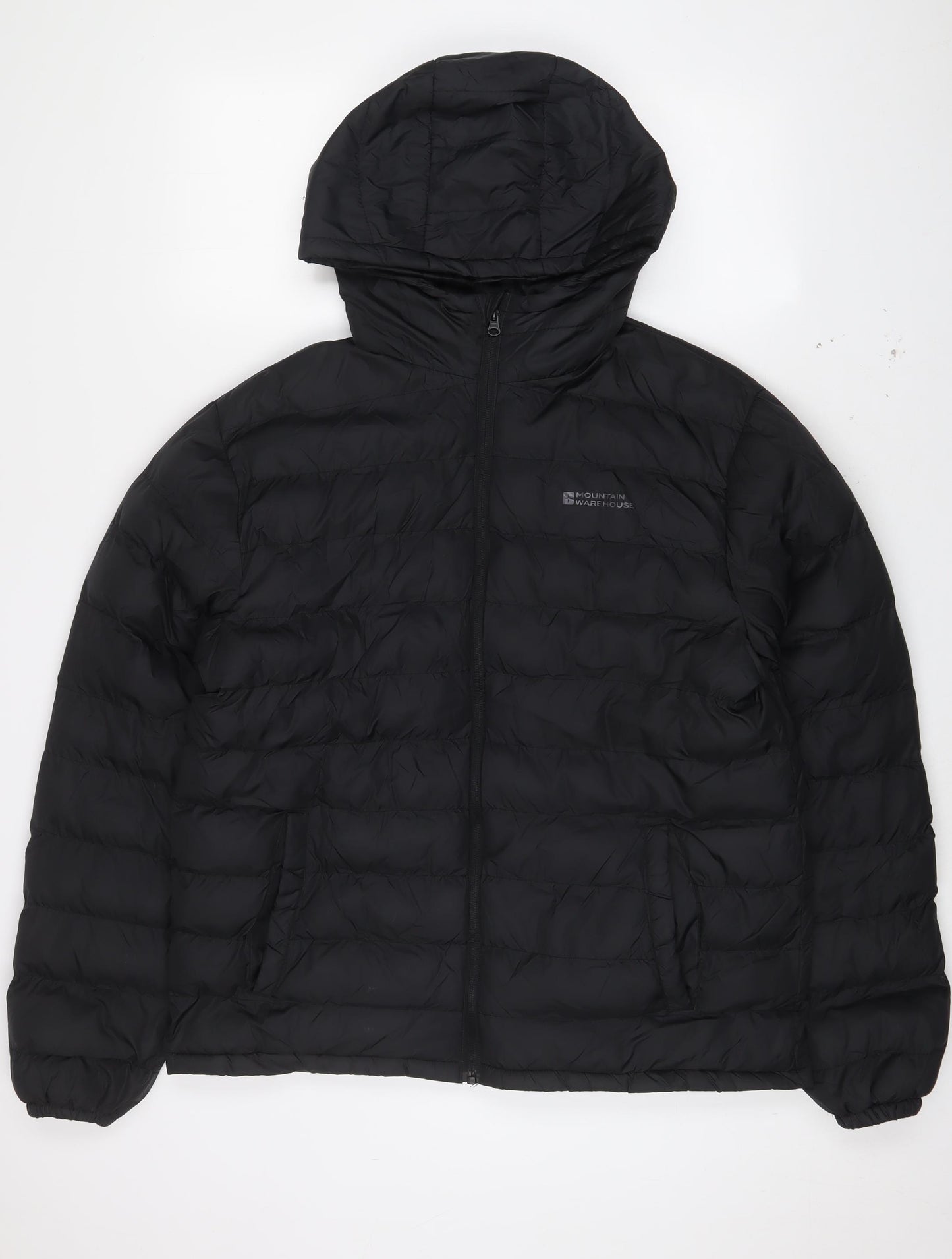 Mountain Warehouse Mens Black Quilted Coat Size L Zip - Logo