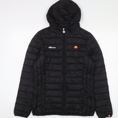 ellesse Womens Black Puffer Jacket Jacket Size 10 Zip - Logo, Embroidered