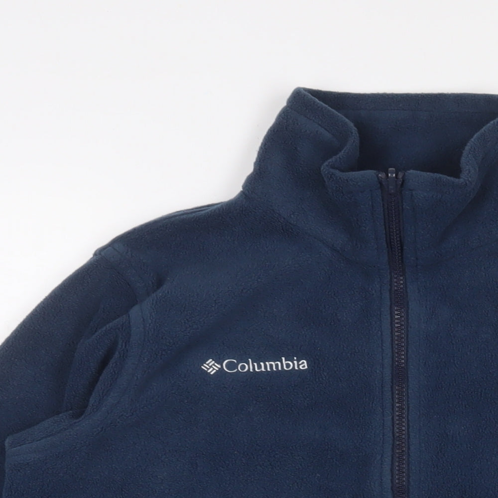 Columbia Boys Blue Jacket Size 14-15 Years Zip - Logo, Embroidered