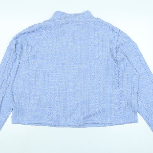 New Look Womens Blue Mock Neck Polyester Pullover Jumper Size L