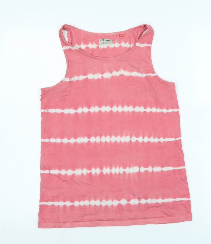 NEXT Girls Pink Cotton Basic Tank Size 12 Years Scoop Neck