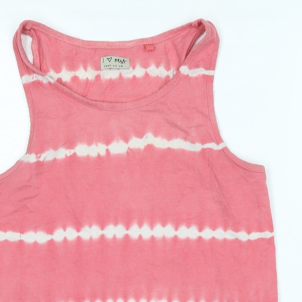 NEXT Girls Pink Cotton Basic Tank Size 12 Years Scoop Neck