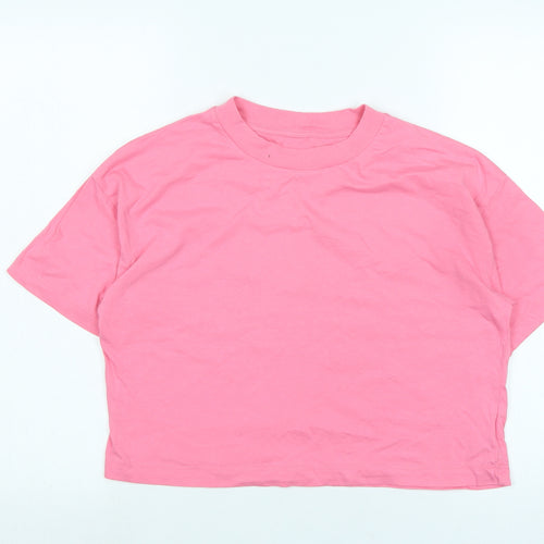 River Island Womens Pink Cotton Basic T-Shirt Size 8 Crew Neck