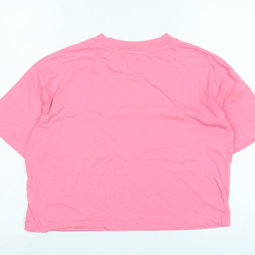 River Island Womens Pink Cotton Basic T-Shirt Size 8 Crew Neck
