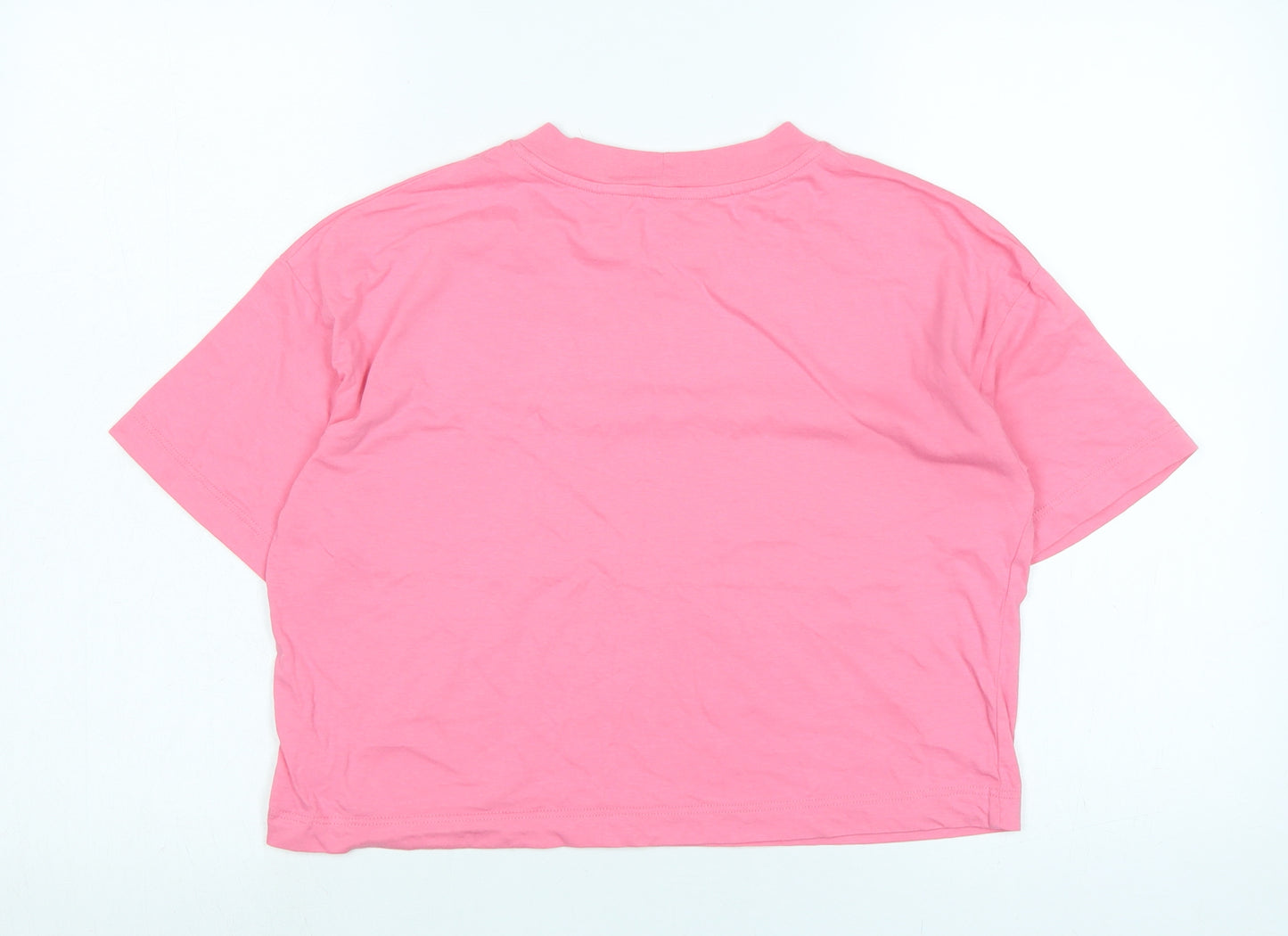 River Island Womens Pink Cotton Basic T-Shirt Size 8 Crew Neck