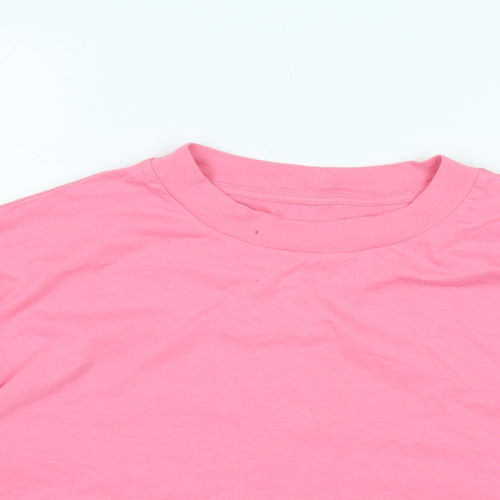 River Island Womens Pink Cotton Basic T-Shirt Size 8 Crew Neck