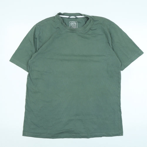 John Lewis Mens Green Cotton T-Shirt Size M Crew Neck