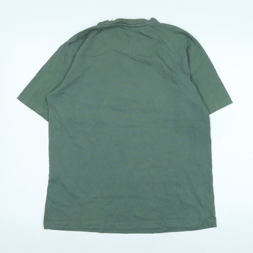 John Lewis Mens Green Cotton T-Shirt Size M Crew Neck