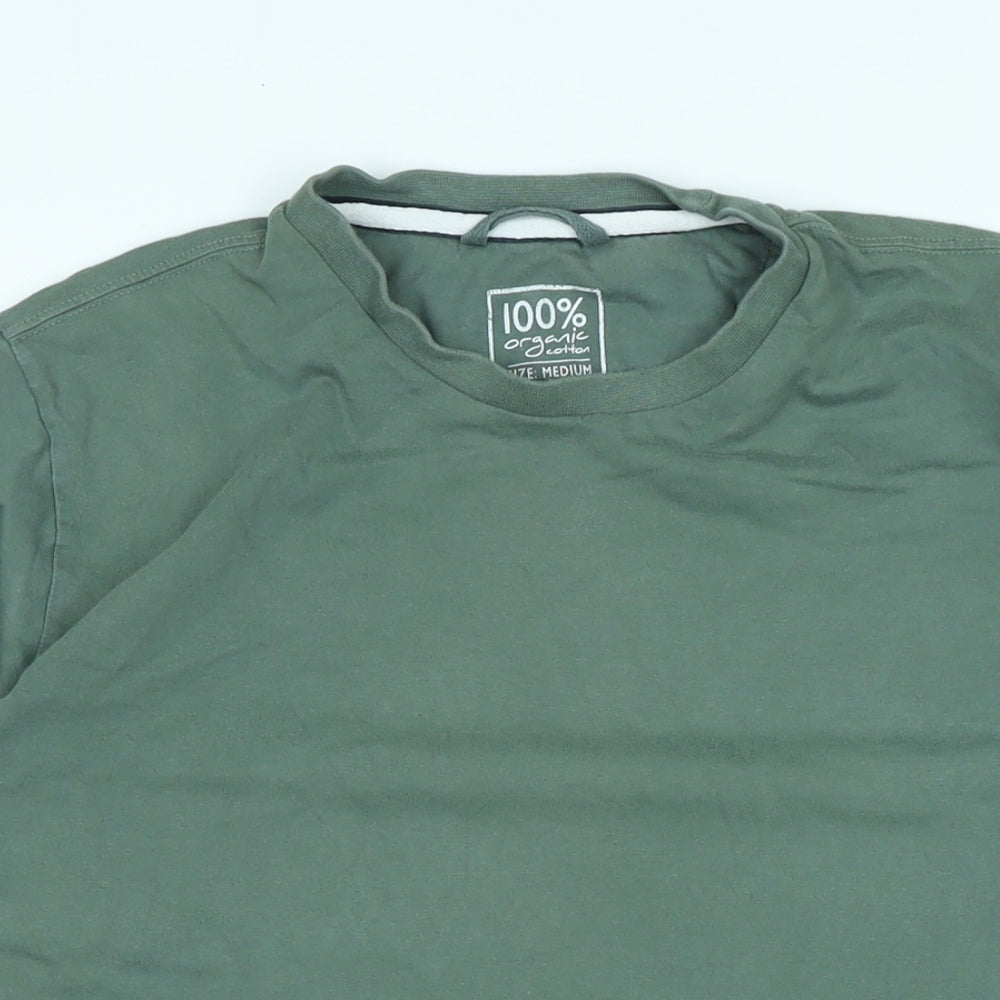 John Lewis Mens Green Cotton T-Shirt Size M Crew Neck