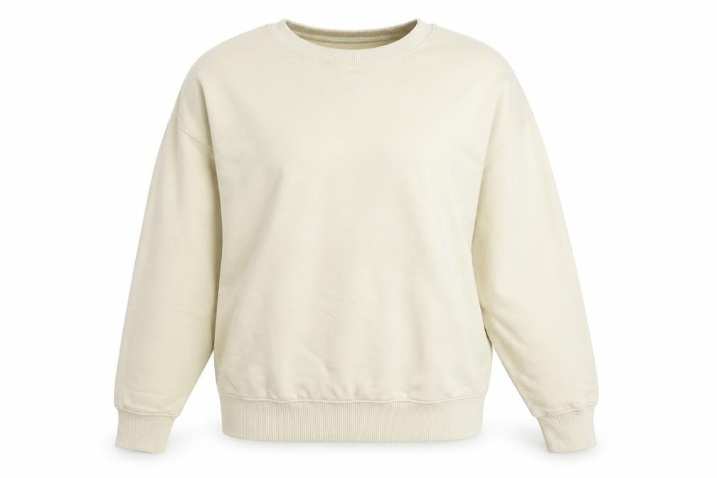 Front view of New Look women’s ivory polyester pullover sweatshirt, size S