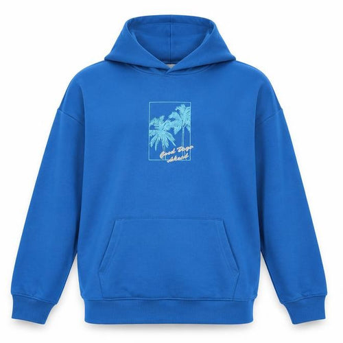 Marks and Spencer Boys Blue Polyester Pullover Hoodie Size 13-14 Years - Logo - Good days ahead