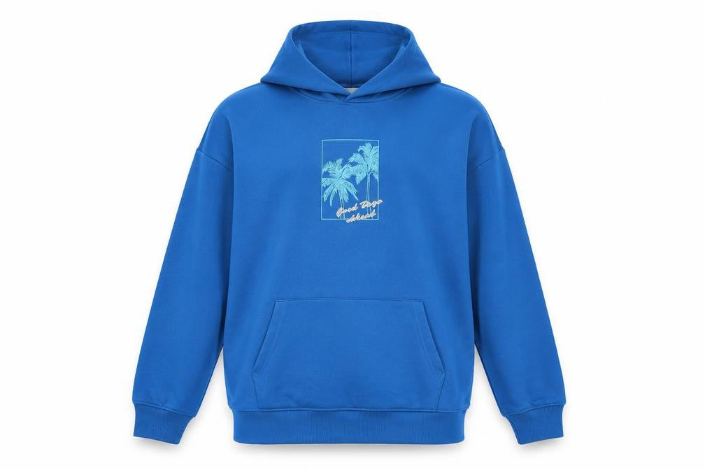 Marks and Spencer Boys Blue Polyester Pullover Hoodie Size 13-14 Years - Logo - Good days ahead