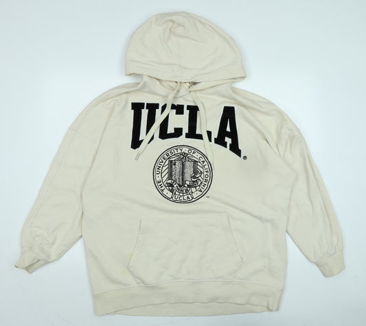 H&M Mens Beige Polyester Pullover Hoodie Size S - Logo - UCLA - The University of California