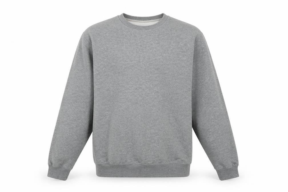Front view of New Look Men men’s grey polyester pullover sweatshirt, size L