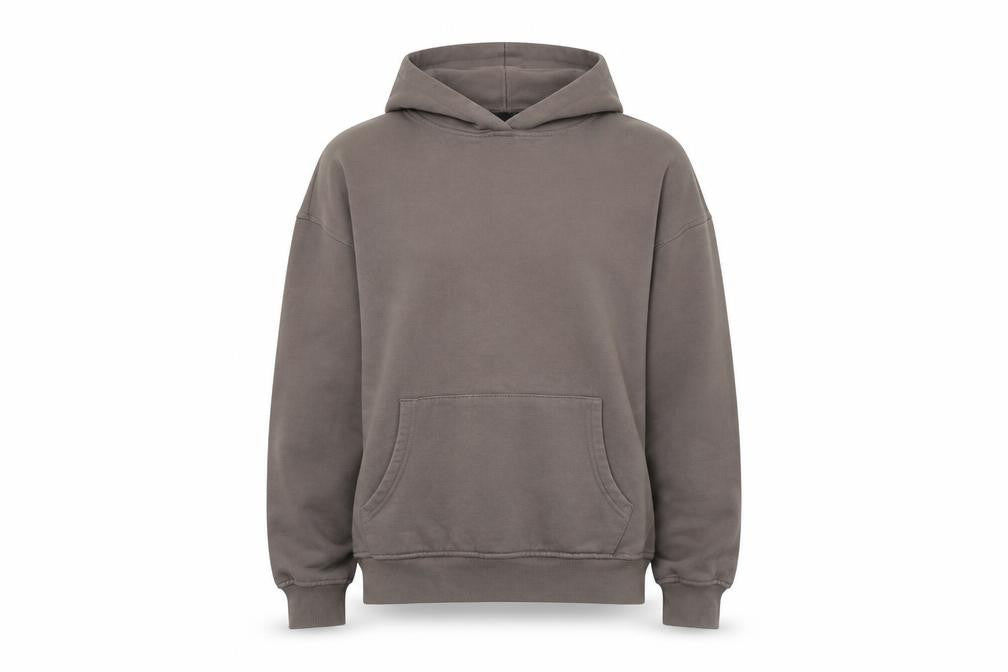 Front view of New Look women’s brown polyester pullover hoodie, size UK 12