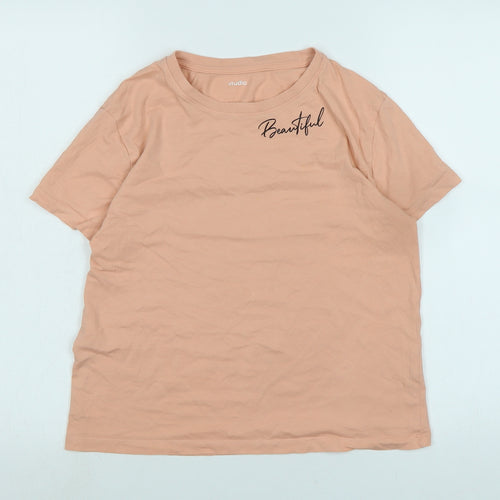 beautiful Girls Orange Cotton Basic T-Shirt Size 14-15 Years Crew Neck - Logo -Beautiful