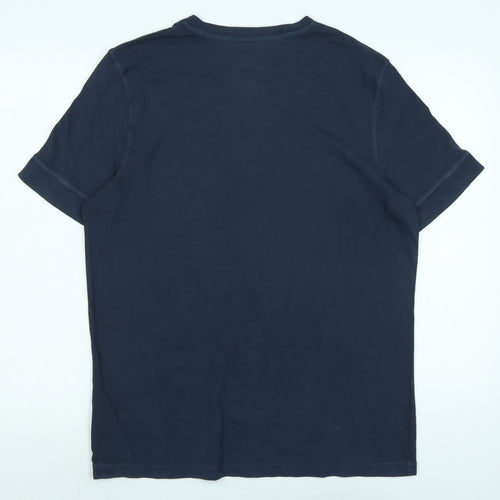 Marks and Spencer Mens Blue Cotton T-Shirt Size M Crew Neck