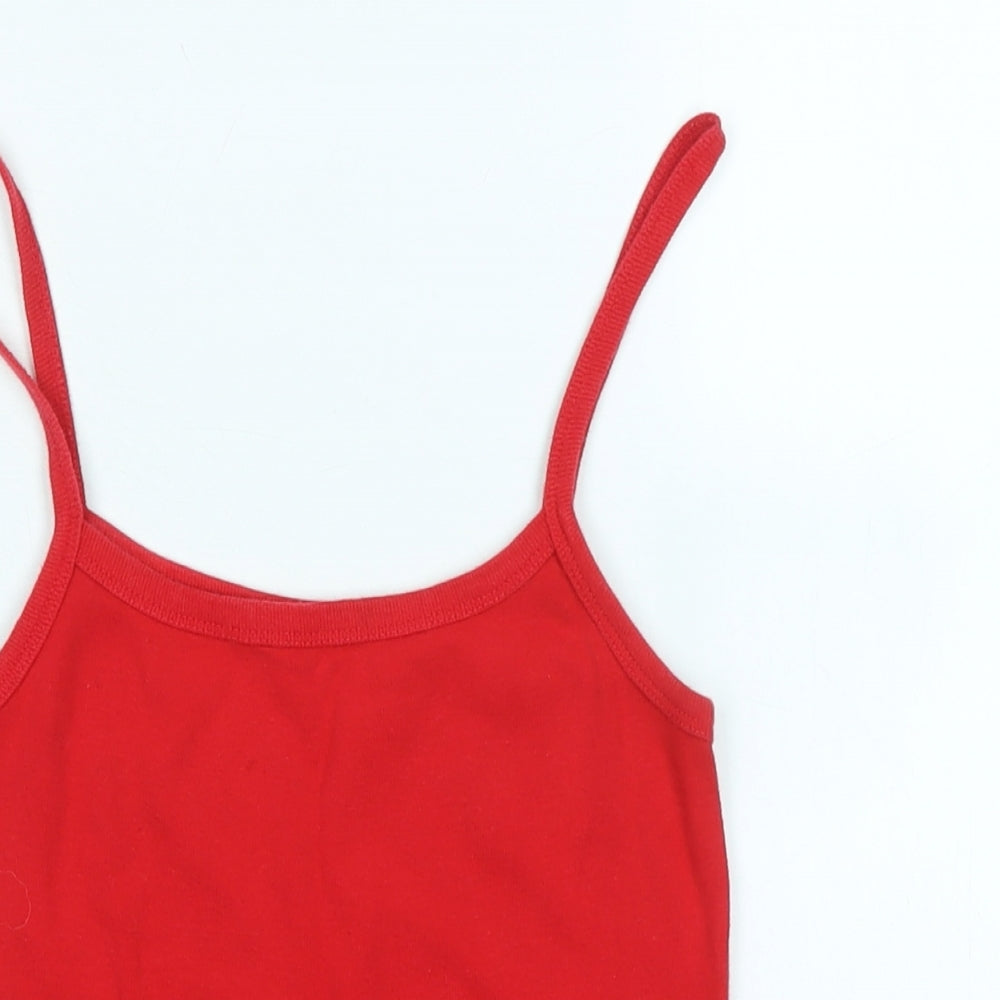 Dorothy Perkins Womens Red Cotton Camisole Tank Size 8 Scoop Neck
