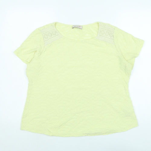 Marks and Spencer Womens Yellow Polyester Basic Blouse Size 18 Scoop Neck