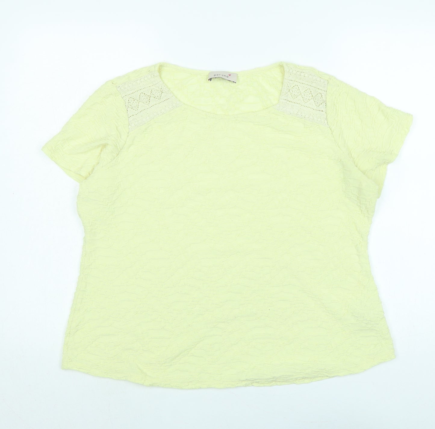 Marks and Spencer Womens Yellow Polyester Basic Blouse Size 18 Scoop Neck