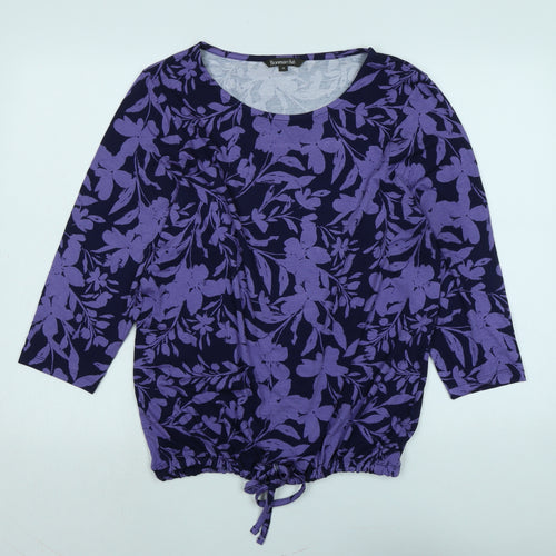 Bonmarché Womens Purple Cotton Basic Blouse Size 14 Scoop Neck