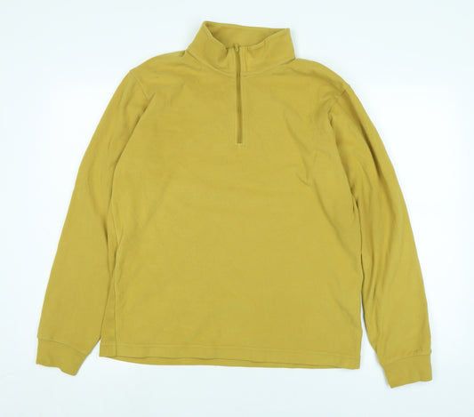 Uniqlo Womens Yellow Polyester Pullover Sweatshirt Size M Zip