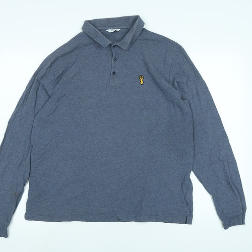 NEXT Mens Blue Cotton Polo Size L Collared Button