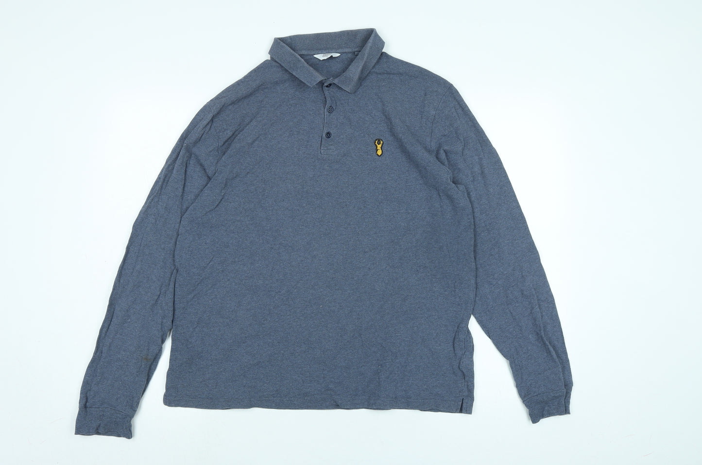 NEXT Mens Blue Cotton Polo Size L Collared Button