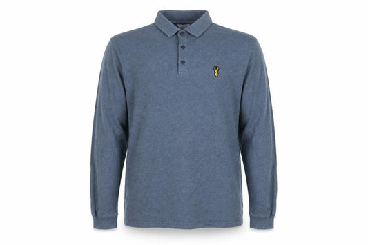 Front view of Next men’s blue cotton polo, size L, collared button