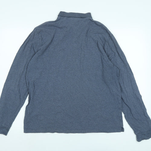 NEXT Mens Blue Cotton Polo Size L Collared Button