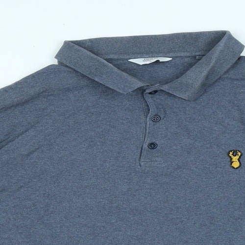 NEXT Mens Blue Cotton Polo Size L Collared Button