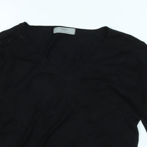 Marks and Spencer Womens Black V-Neck Viscose Pullover Jumper Size 8