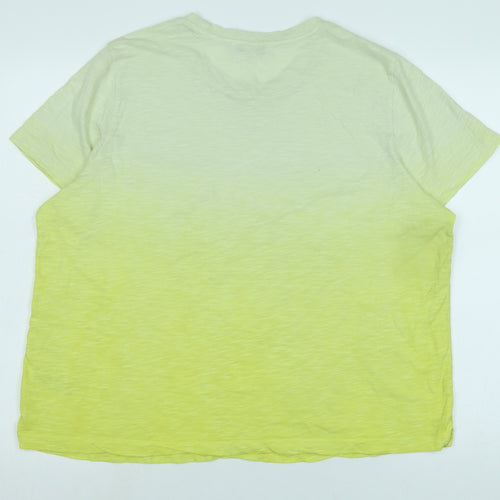 Marks and Spencer Womens Yellow Cotton Basic T-Shirt Size 18 V-Neck