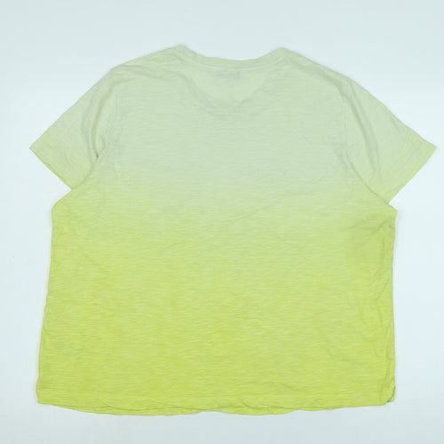 Marks and Spencer Womens Yellow Cotton Basic T-Shirt Size 18 V-Neck