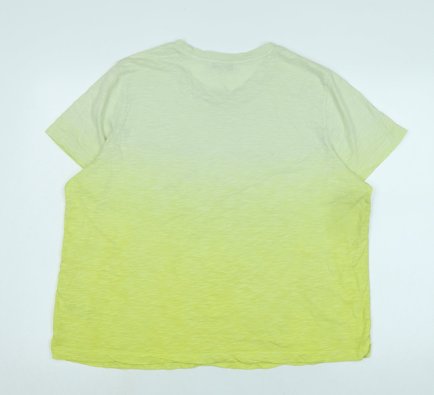 Marks and Spencer Womens Yellow Cotton Basic T-Shirt Size 18 V-Neck