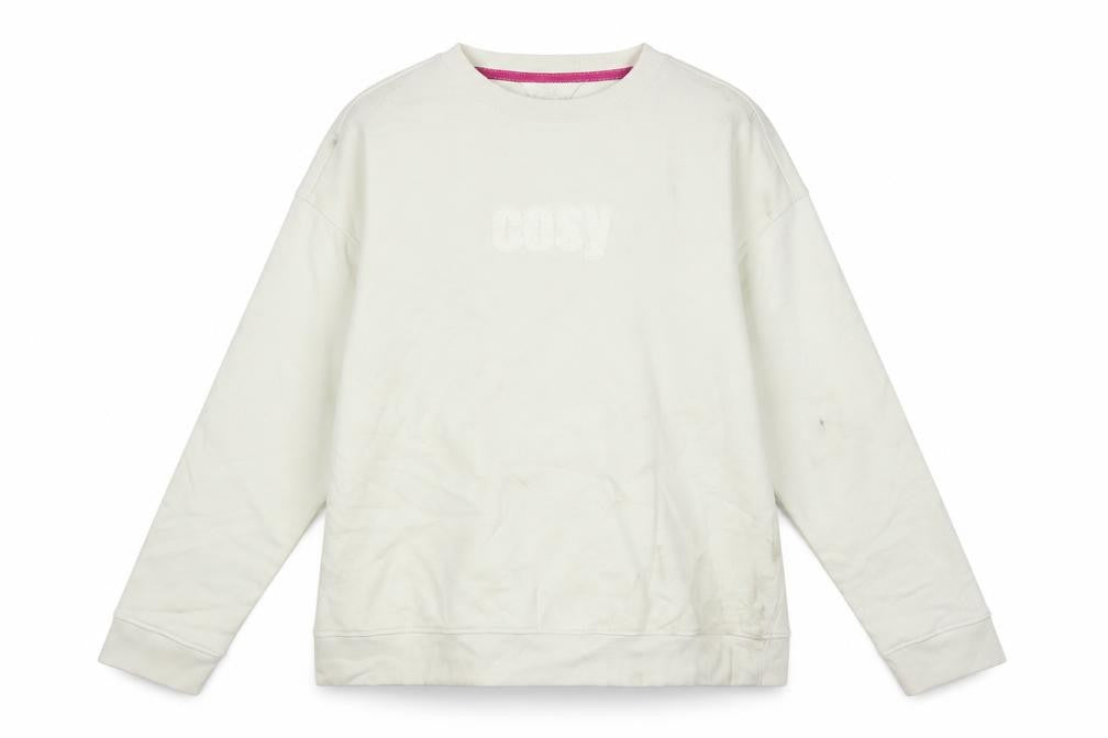 Front view of Marks & Spencer women’s ivory polyester pullover sweatshirt, size UK 18