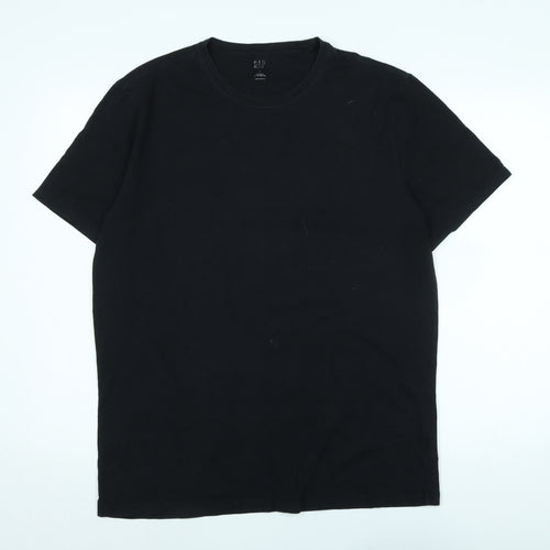 Gap Mens Black Cotton T-Shirt Size L Crew Neck