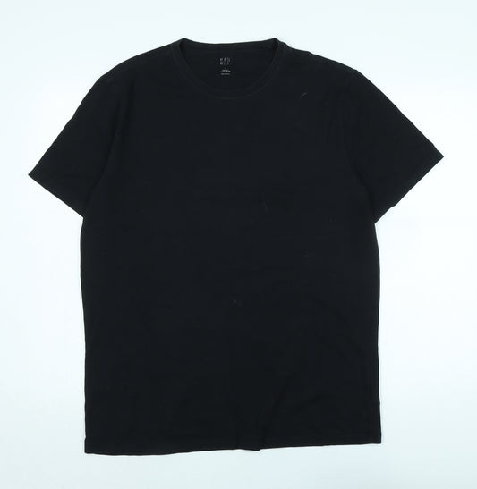 Gap Mens Black Cotton T-Shirt Size L Crew Neck