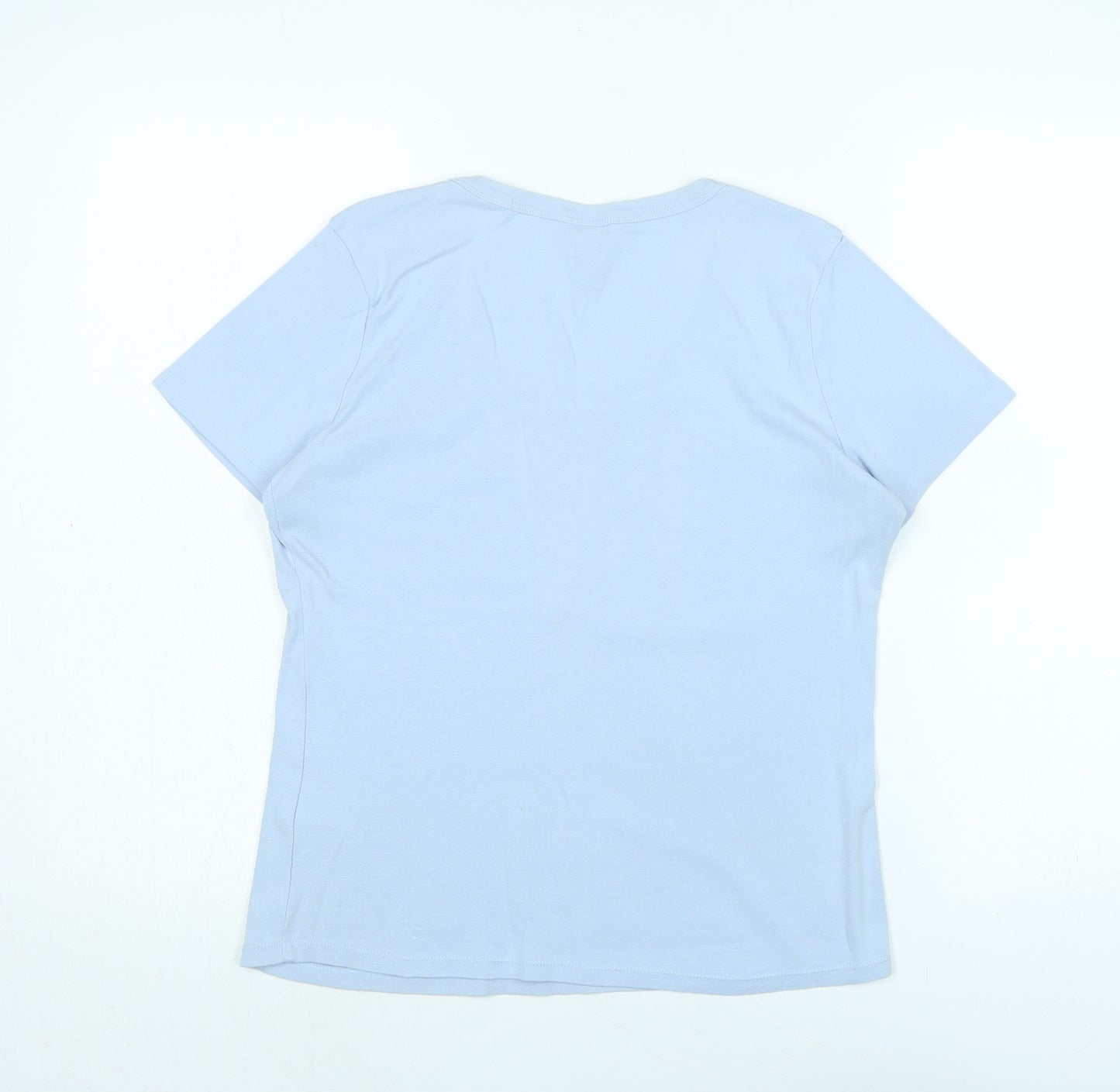 Marks and Spencer Womens Blue Cotton Basic Polo Size 14 Scoop Neck